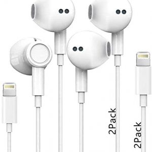 2 Pack-Earbuds/Headphone with Lightning Connector(Built-in Microphone & Volume Control) in-Ear Stereo Headphones Headset Compatible with iPhone 12/SE/11/X/8 7 - All iOS System[Apple MFi Certified]
