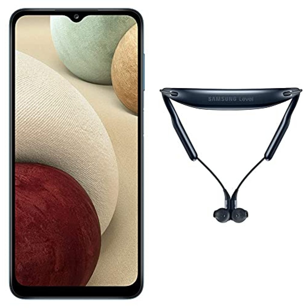 Samsung Galaxy A12 (Blue,4GB RAM, 64GB Storage) + Samsung Level U2 (Blue)- Original in-Ear Wireless Stereo Headset