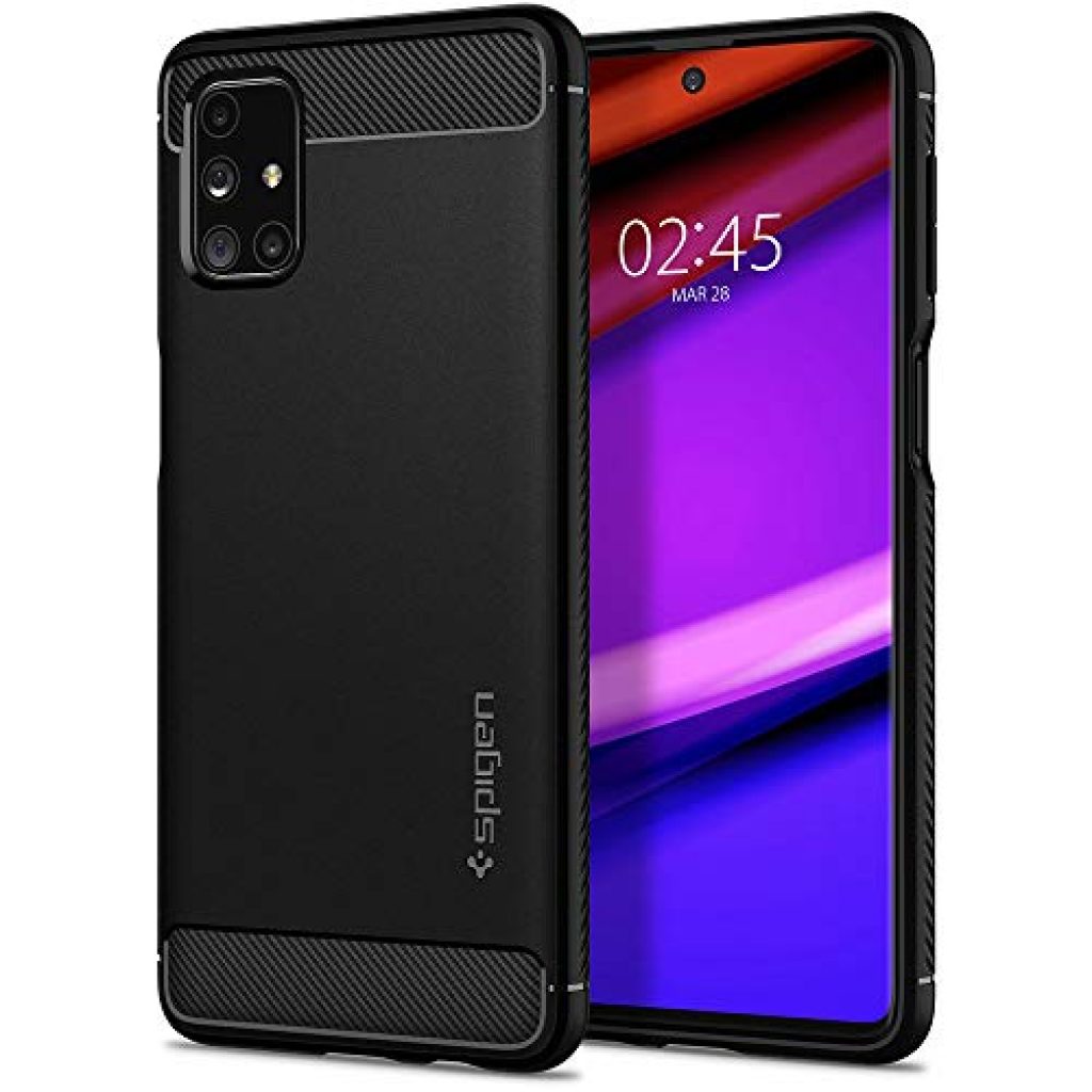 Spigen Rugged Armor Thermoplastic Polyurethane Back Cover Case Compatible with Samsung Galaxy M31s – Matte Black