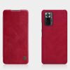 Nillkin Case for Xiaomi Redmi Note 10 Pro/Xiaomi Redmi Note 10 Pro Max (6.67″ Inch) Qin Genuine Classic Leather Flip Folio + Card Slot Red Color