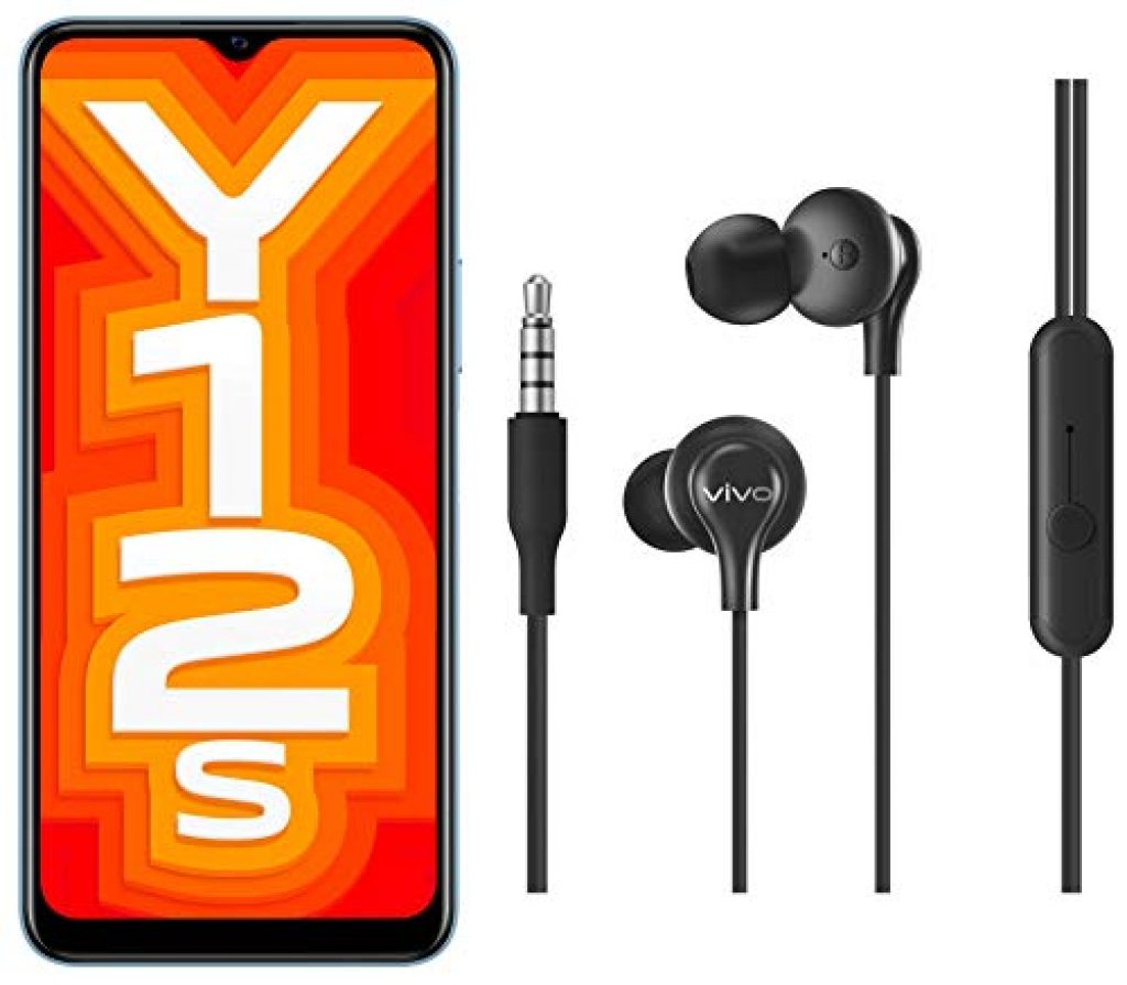 Vivo Y12s Glacier Blue (3GB + 32GB) + vivo Color Wired Earphones with Mic and 3.5mm Jack (Black)