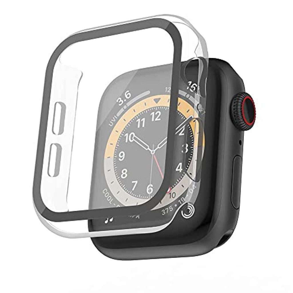 XMUXI Compatible for Apple Watch Case 40mm 44mm with Screen Protector Matte Black Protective Case Replacement for IWatch Cover Screen Guard Series 6 SE 5 4 (Watch Is NOT Included) (40mm,#7 Transparent)