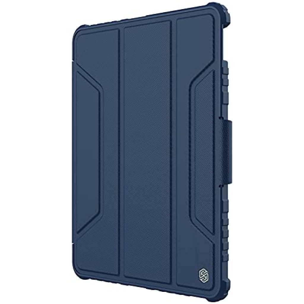 Nillkin Case for Apple iPad Pro 11″ Inch 2020/10.9″ 2021 / Air 4 / iPad Pro 11″ 2021 Bumper Pro Leather Camera Slider Camshield Protect Stand Smart Wake & Sleep Pencil Holder Blue