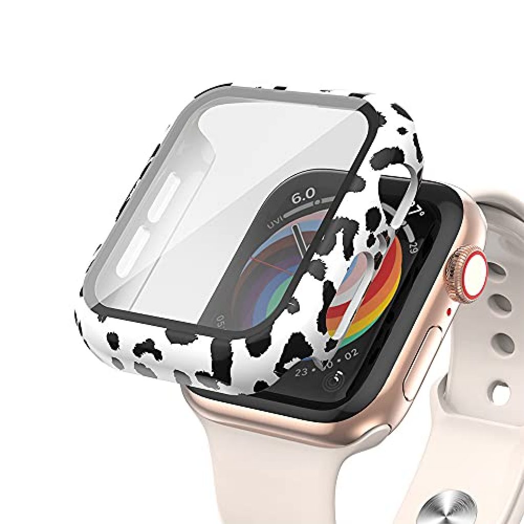 XMUXI Pattern Protective Case Compatible with Apple Watch Case 44mm 40mm Hard PC Screen Guard Cover with Tempered Glass Screen Protector Bumper Shell for iWatch Series 6/SE 5 4 3 (44mm,#2)